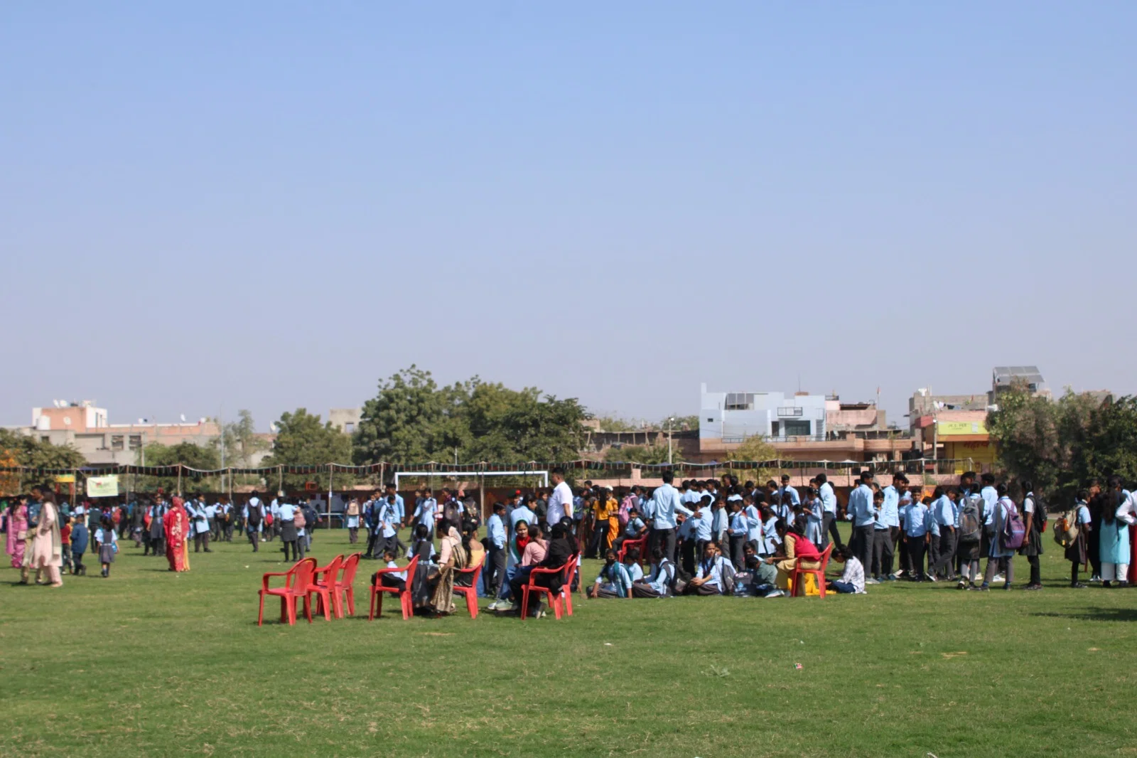 School groups gathered across the Taabar Mela grounds